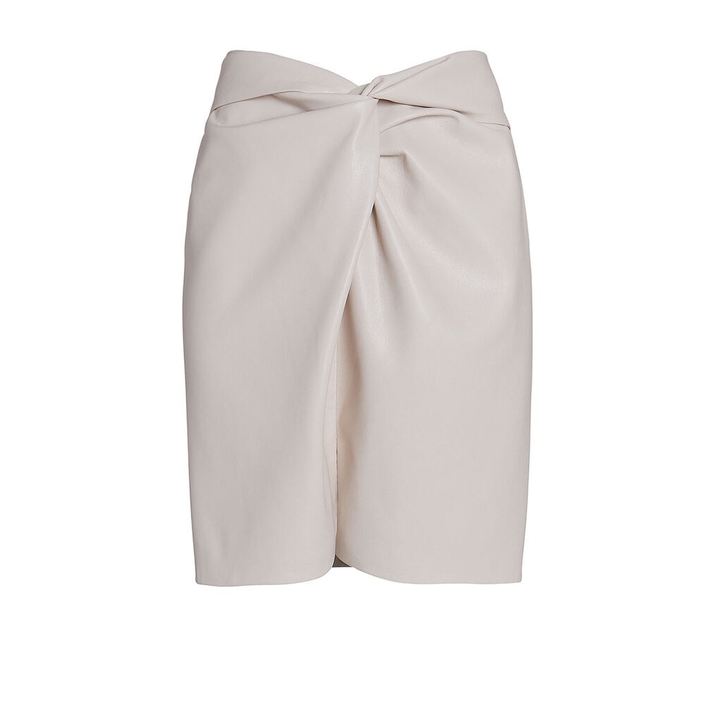 Nanushka Sarong Mini Wrap Skirt Milo Vegan Leather Off White